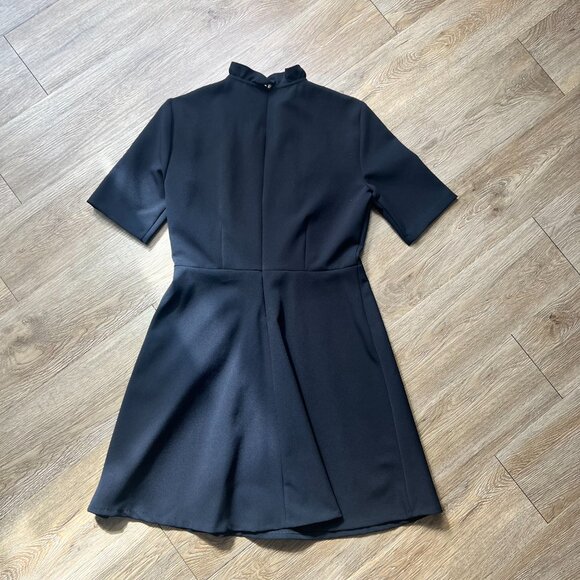 Zara Dress Womens Medium Lace Front A-Lined Mock Neck Pretty Little Black Skater - Picture 2 of 5